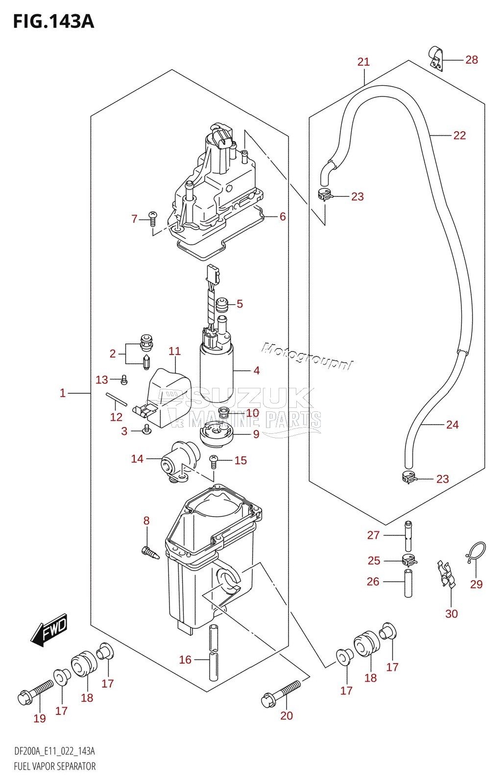 FUEL VAPOR SEPARATOR ((E01,E03):020,E11:021,(E03,E11):022)