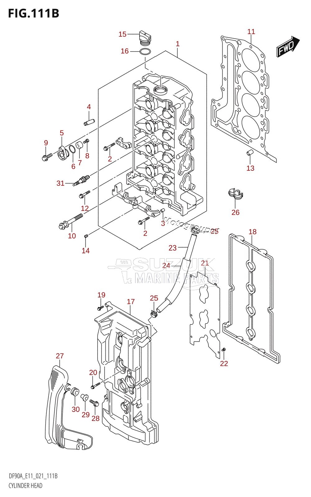 CYLINDER HEAD ((DF70A,DF70ATH,DF80A,DF90A,DF90ATH):021)