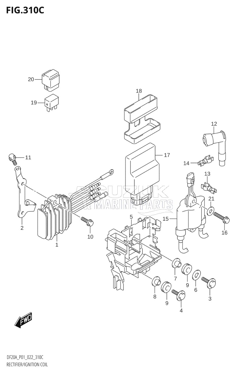 RECTIFIER / IGNITION COIL ((DF9.9BR,DF9.9BT,DF9.9BTH):020)