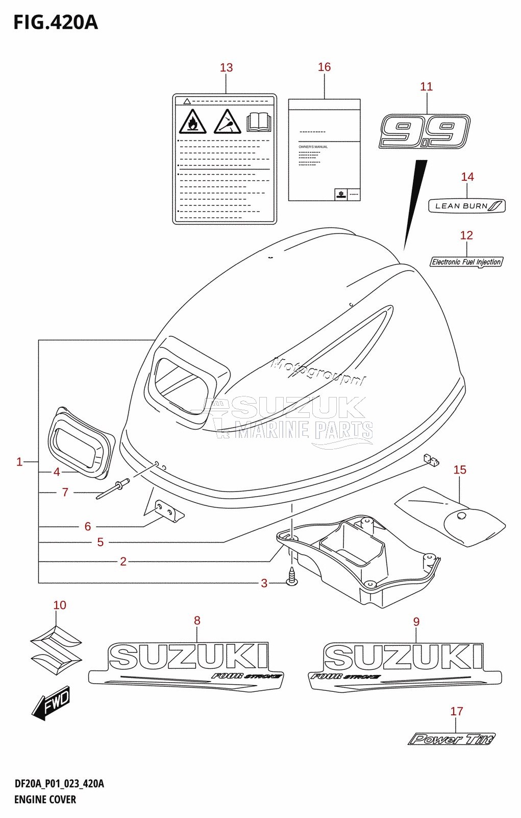 ENGINE COVER ((DF9.9B,DF9.9BR,DF9.9BT,DF9.9BTH):020)