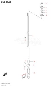 04003F-240001 (2022) 40hp E01 E11-Gen. Export 1-and 2 (DF40A  DF40AQH  DF40AQH  DF40AT  DF40AT  DF40ATH  DF40ATH) DF40A drawing CLUTCH ROD (SEE NOTE)