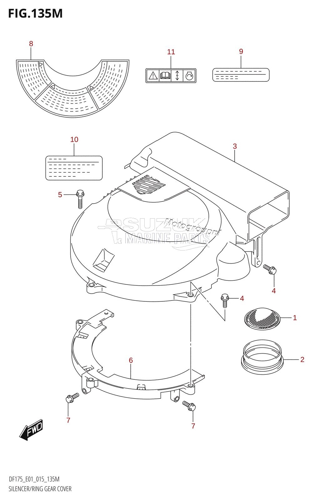 SILENCER /​ RING GEAR COVER (DF175TG:E40)