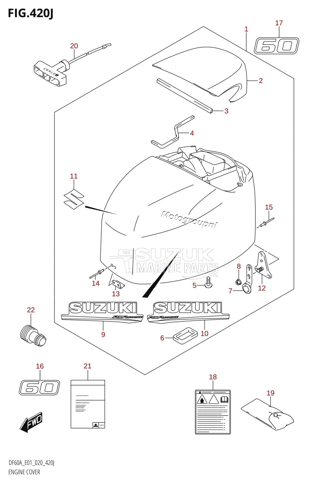 ENGINE COVER (DF60AQH:E40,DF60ATH:E40,DF60AVT:E40,DF60AVTH:E40)