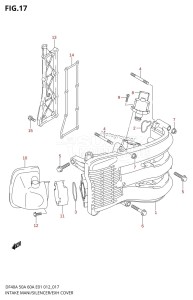 DF40A From 04004F-210001 (E34-Italy)  2012 drawing INTAKE MANIFOLD /​ SILENCER /​ EXHAUST COVER