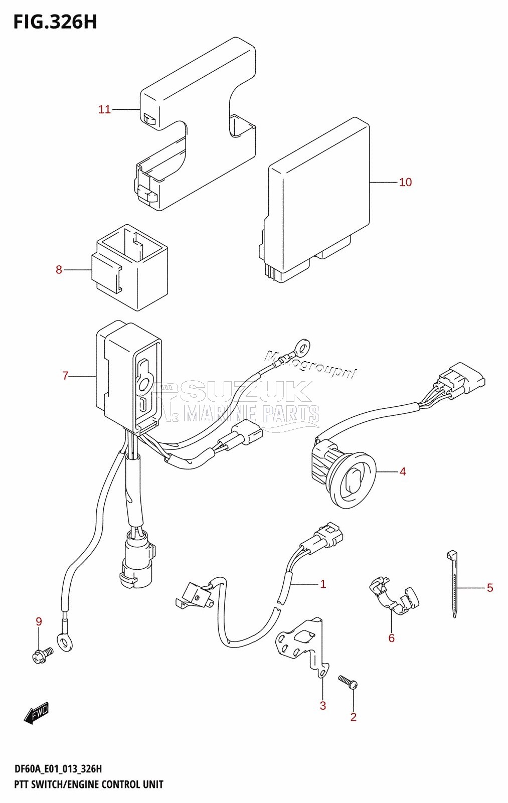 PTT SWITCH /​ ENGINE CONTROL UNIT (DF60A:E40)