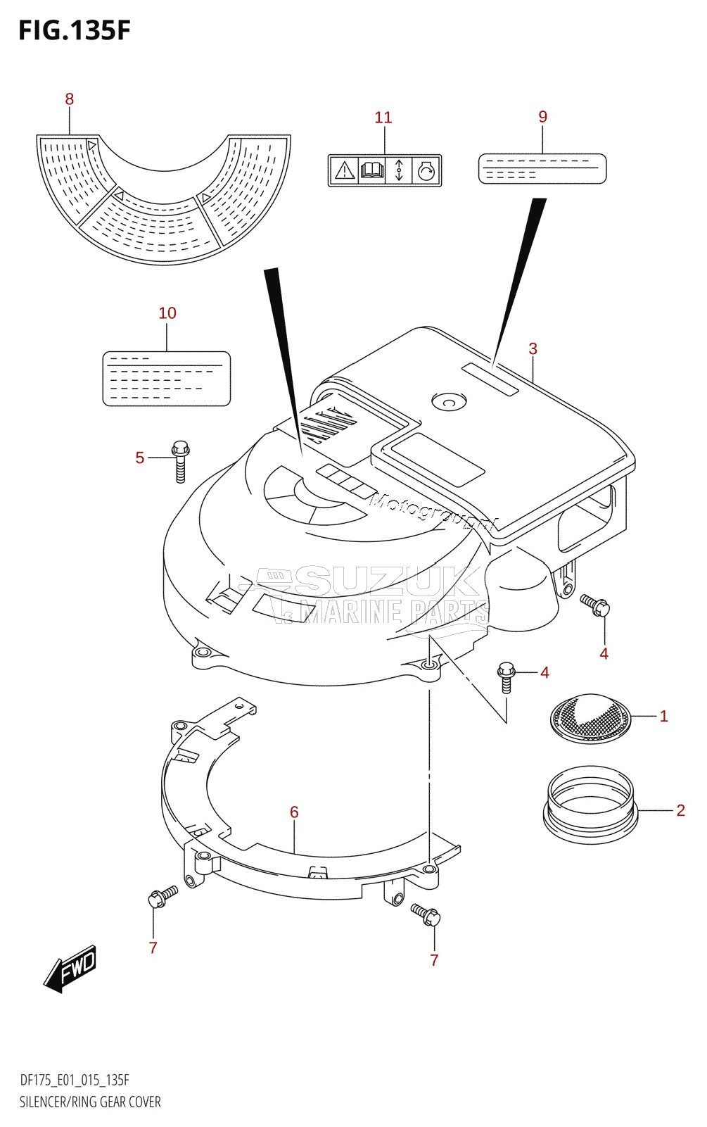 SILENCER /​ RING GEAR COVER (DF150Z:E40)