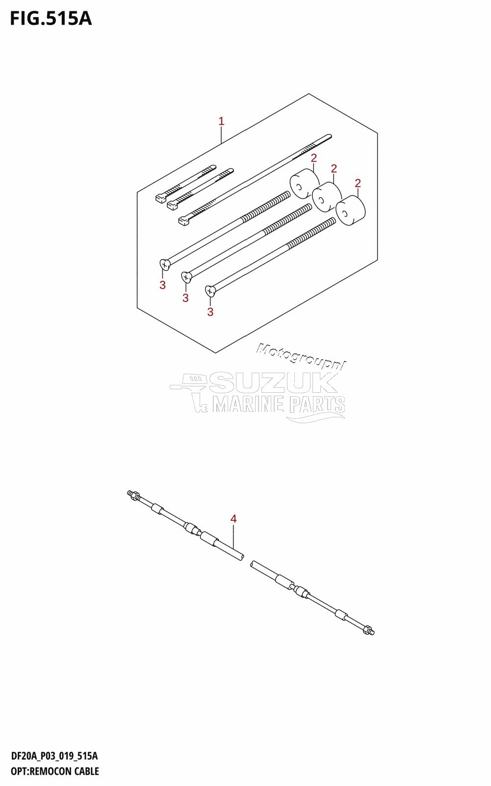 OPT:REMOCON CABLE (DF9.9B,DF9.9BT,DF15A,DF20A,DF20AT)