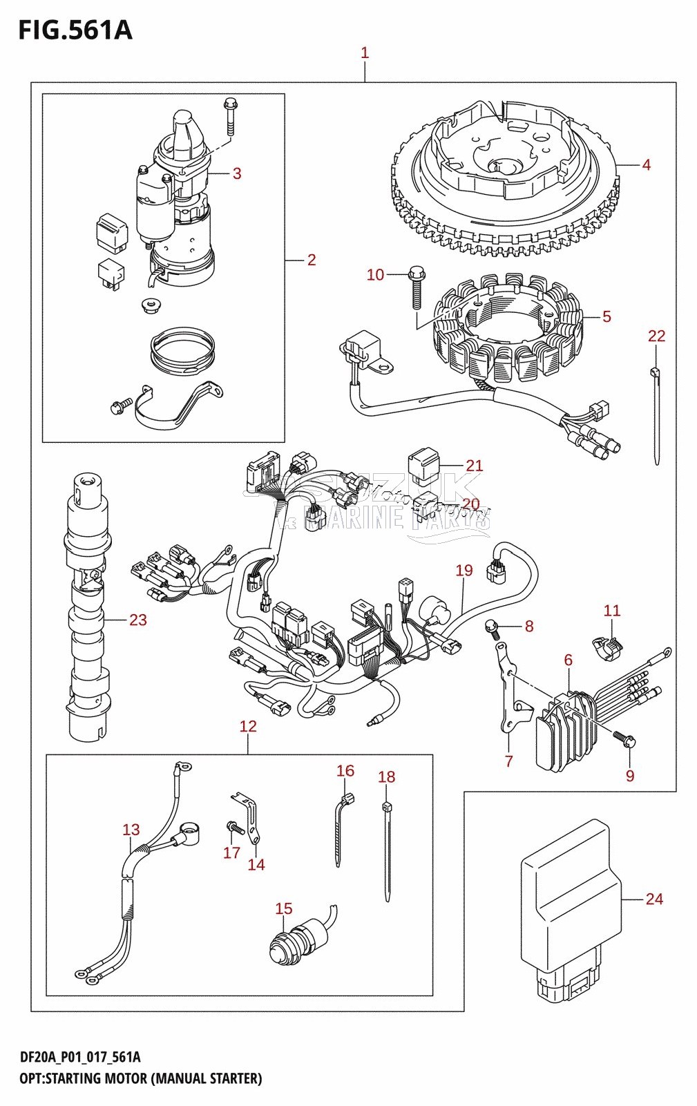 OPT:STARTING MOTOR (MANUAL STARTER) (DF9.9B:P01:M-STARTER)