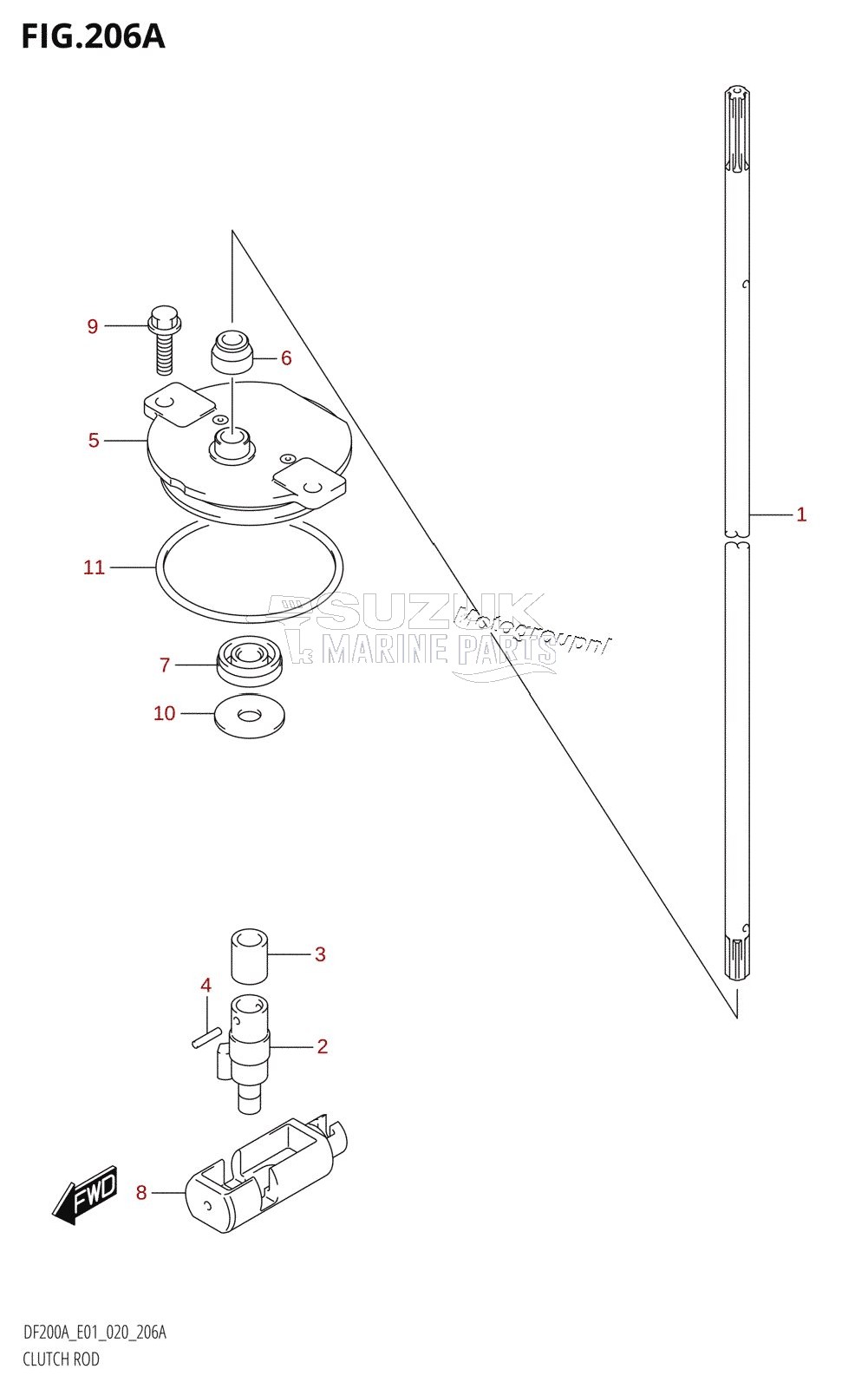 CLUTCH ROD (DF200AT,DF175AT,DF175AZ,DF150AT,DF150AZ)