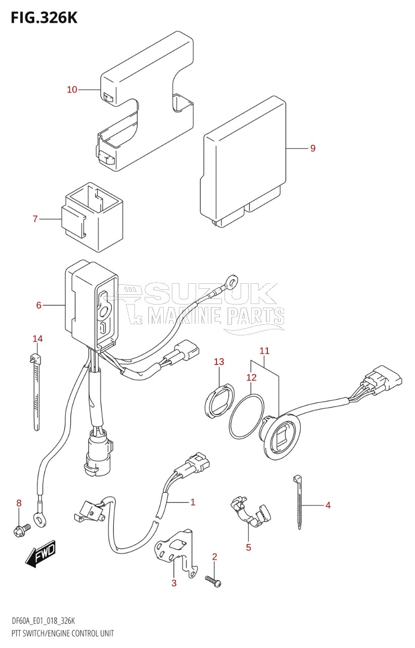 PTT SWITCH / ENGINE CONTROL UNIT (DF60AVT:E01,DF60AVTH:E01)