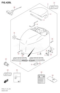 06002F-240001 (2022) 60hp E01 E40 E11-Gen. Export - Costa Rica (DF60AQH  DF60AQH  DF60AT  DF60AT  DF60ATH  DF60ATH) DF60A drawing ENGINE COVER ((DF60A,DF60ATH,DF60AVT):E01:020)