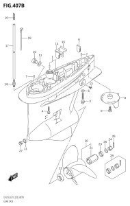 22503Z-040001 (2020) 225hp E01 E40-Gen. Export 1 - Costa Rica (DF225Z) DF225Z drawing GEAR CASE (DF200T:E40)