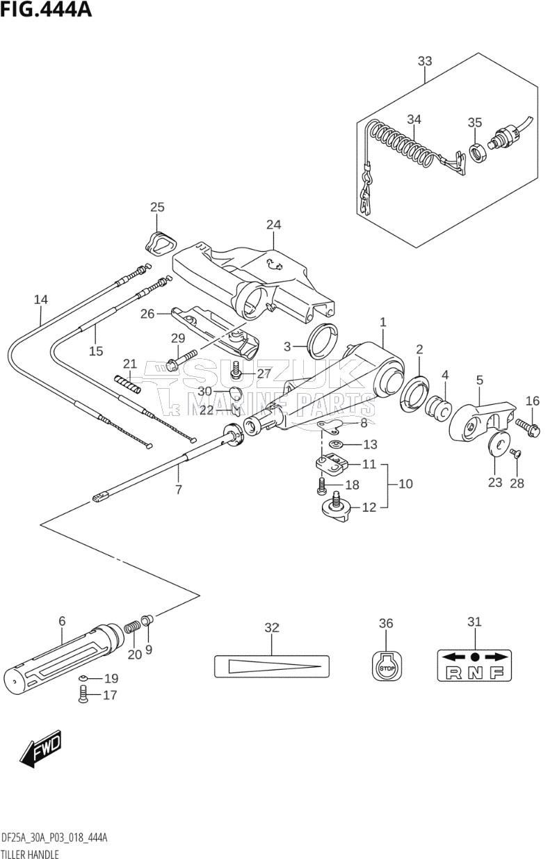 TILLER HANDLE (DF25A,DF25AQ)