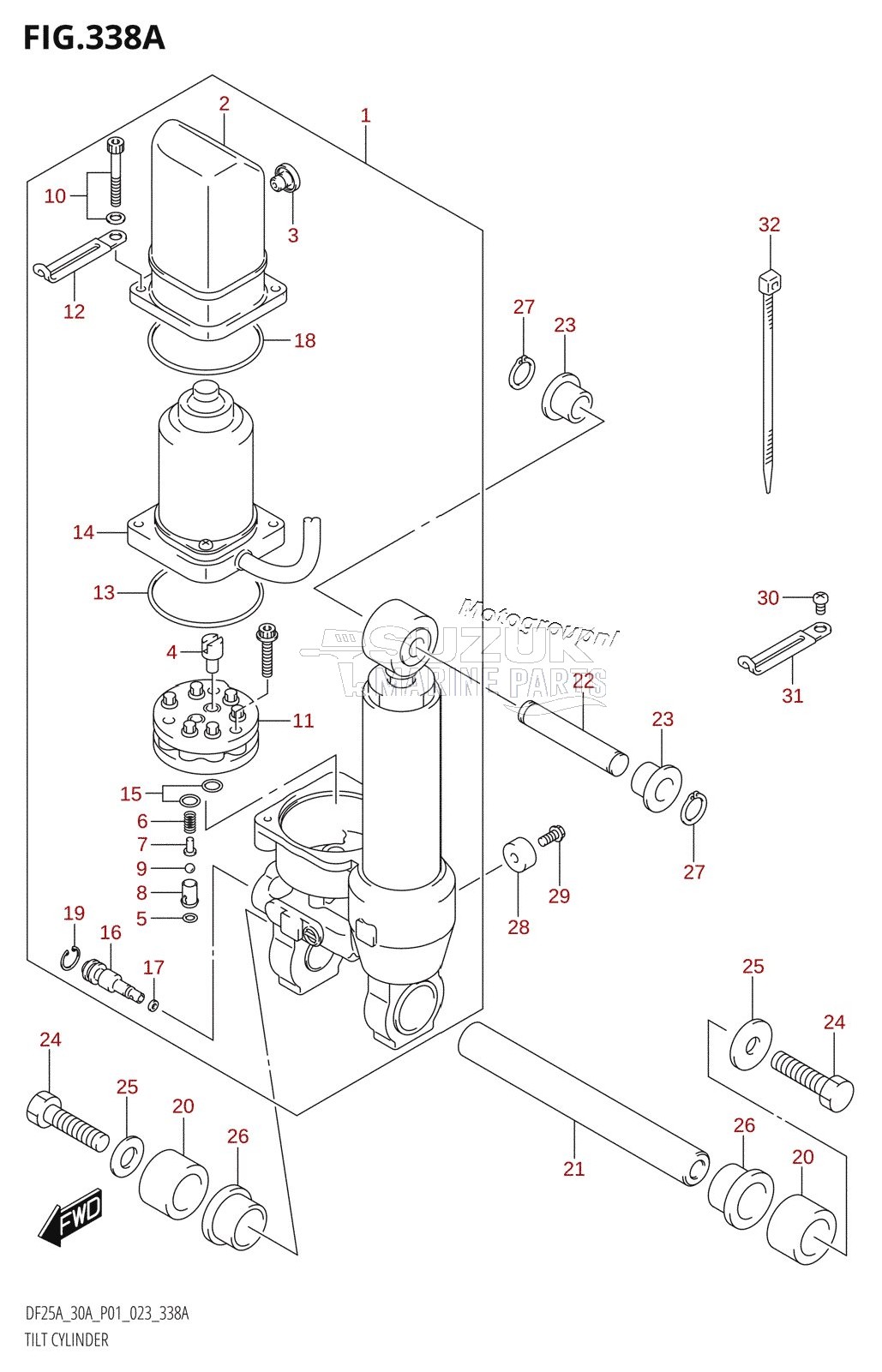 TILT CYLINDER (DF25AT,DF25ATH,DF30AT,DF30ATH)