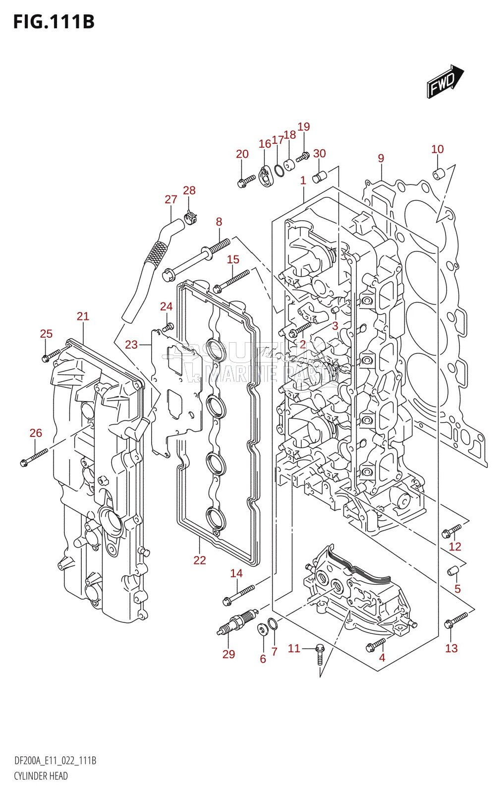 CYLINDER HEAD ((DF150AT,DF150AZ):(020,021,022),DF150AS:022)