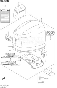 02503F-410001 (2014) 25hp E01-Gen. Export 1 (DF25  DF25A  DF25AT  DF25ATH  DF25Q  DF25R) DF25 drawing ENGINE COVER (DF25R:E01)