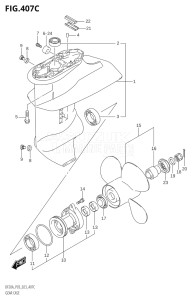 00995F-240001 (2022) 9.9hp E03 P03-USA (DF9.9B  DF9.9B    DF9.9BT  DF9.9BT    DF9.9BTH) DF9.9B drawing GEAR CASE (SEE NOTE)