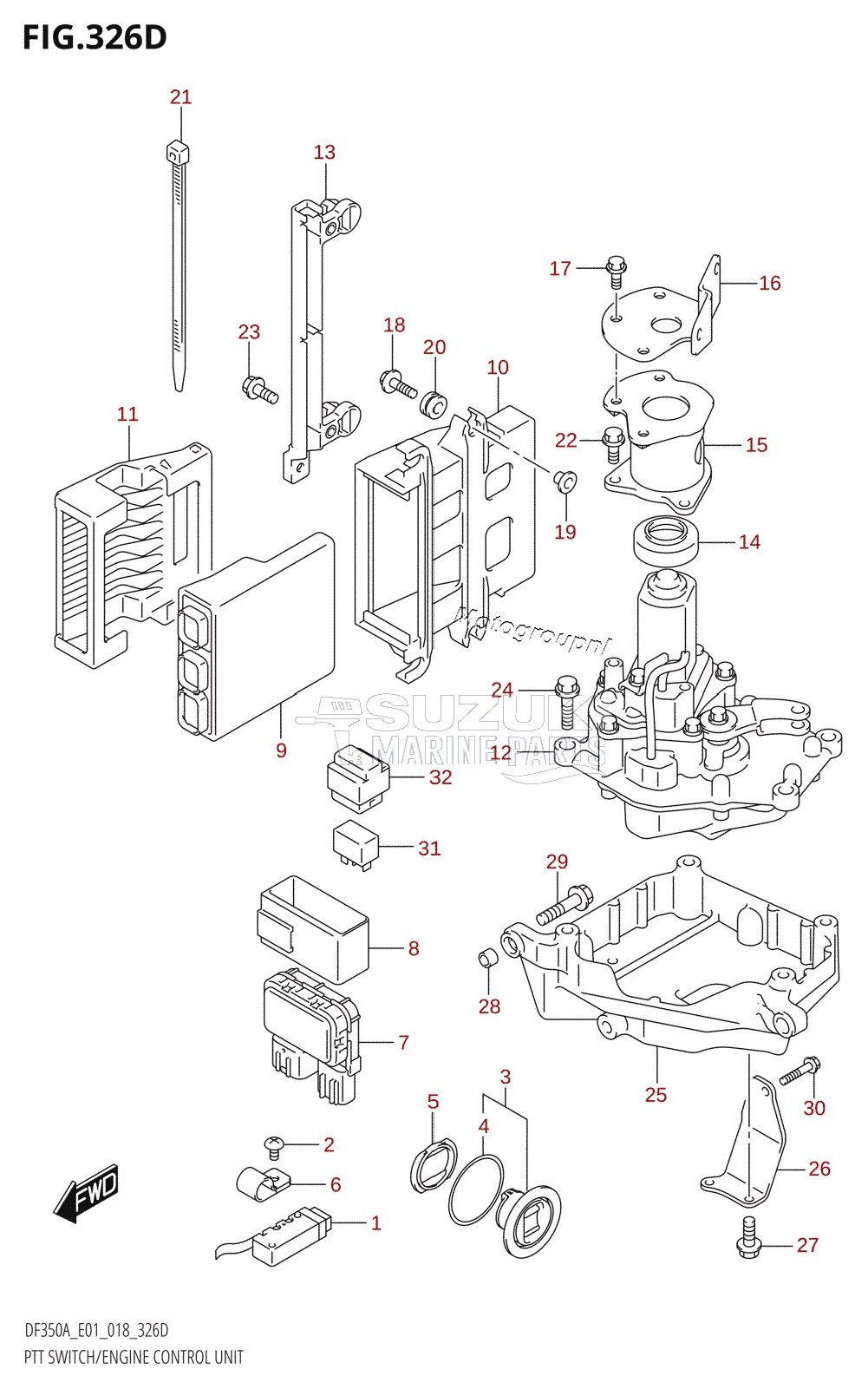 PTT SWITCH /​ ENGINE CONTROL UNIT (DF325A:E40)