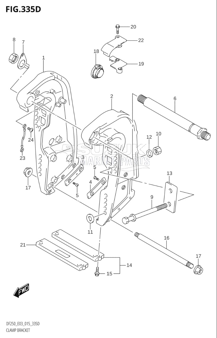 CLAMP BRACKET (DF225Z:E03:(X-TRANSOM,XX-TRANSOM))