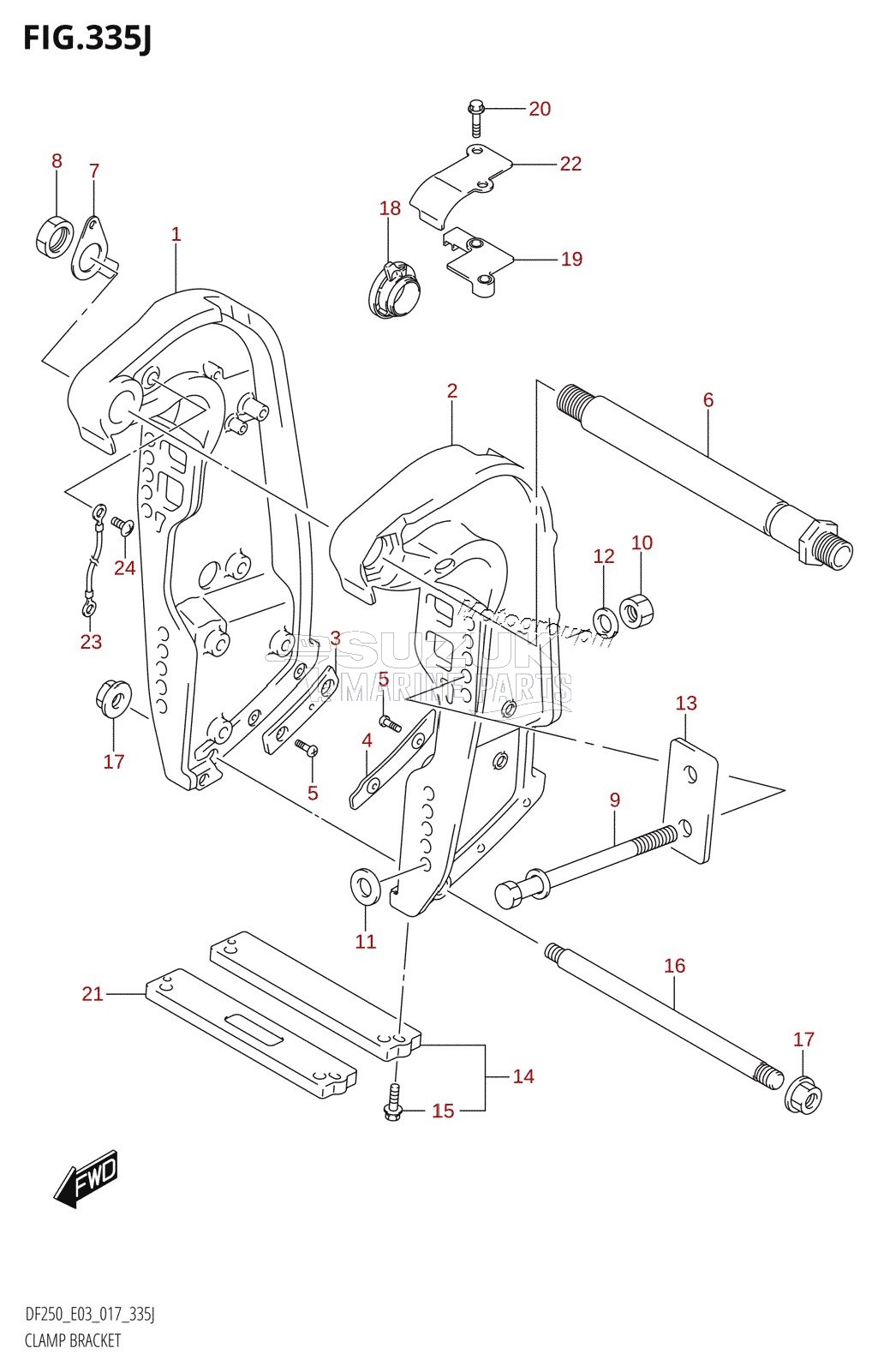 CLAMP BRACKET (DF250ST:E03:X-TRANSOM)