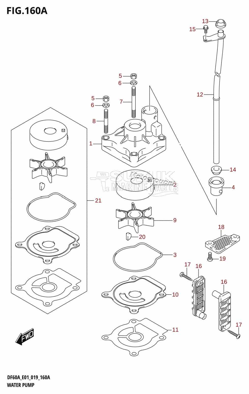 WATER PUMP (DF40A:E01,DF40AST:E34,DF50A:E01)