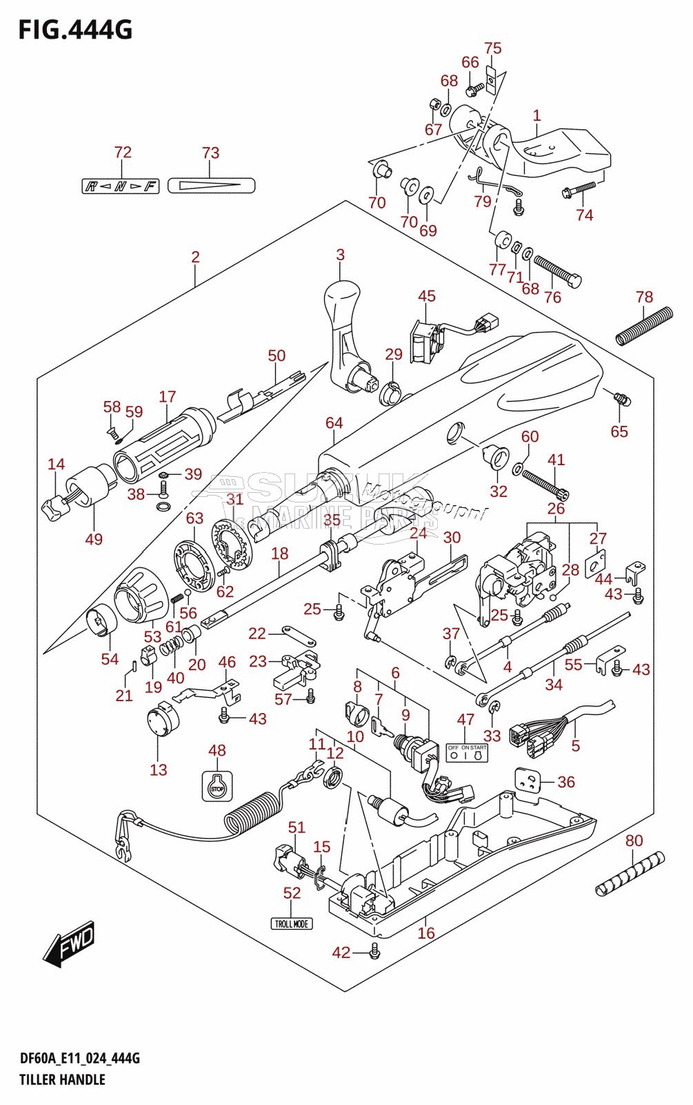 TILLER HANDLE (DF40A,DF50A)