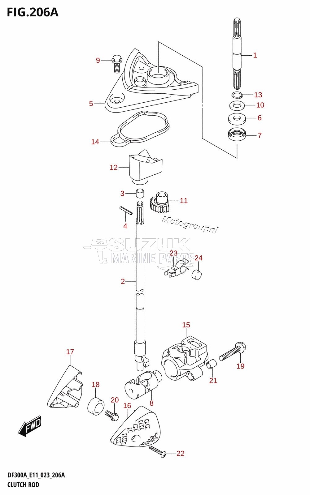 CLUTCH ROD (DF300A,DF250A)