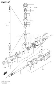 17503F-240001 (2022) 175hp E11 E40-Gen. Export 1-and 2 (DF175AT) DF175A drawing TRANSMISSION ((DF200AZ,DF175AZ,DF150AZ):(020,021))