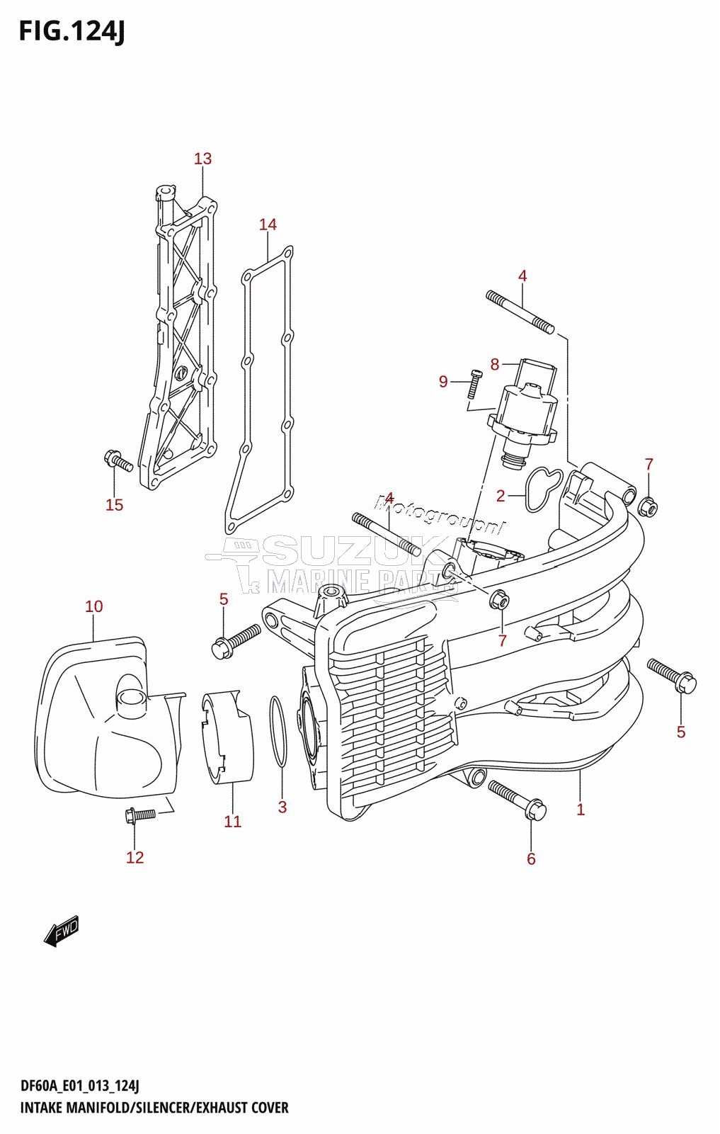 INTAKE MANIFOLD /​ SILENCER /​ EXHAUST COVER (DF60AQH:E01)