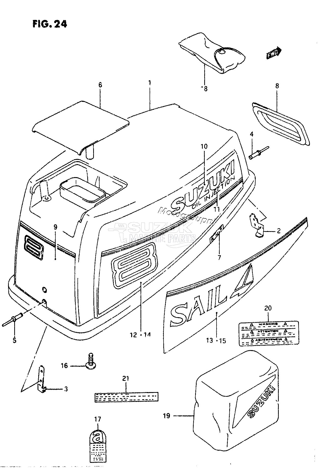 ENGINE COVER (DT8C /​ MODEL:89~93)