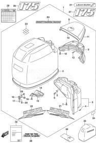 Outboard DF 175 drawing Engine Cover (Black) (C/R) (Model: ZG)