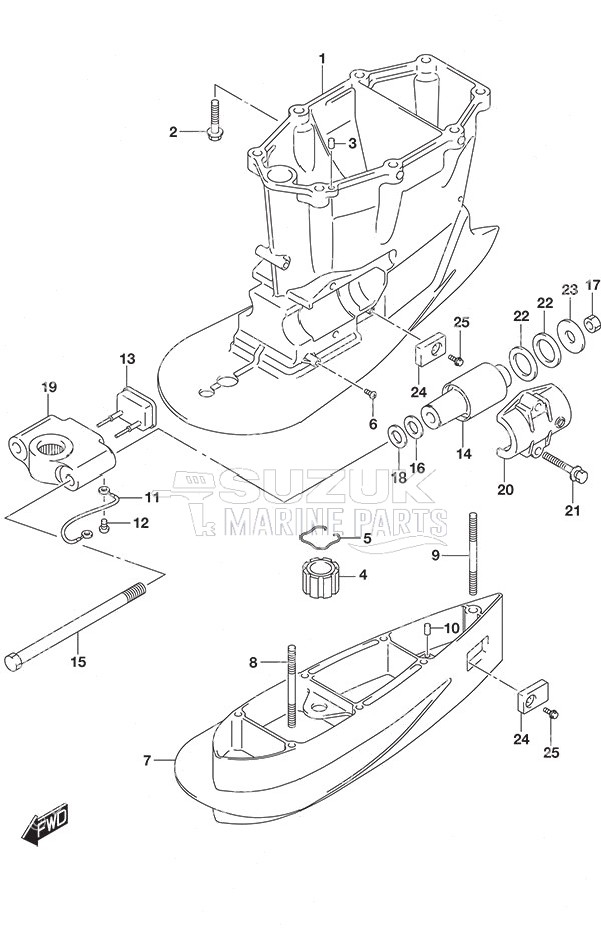 Drive Shaft Housing w/Transom (X) & (XX)