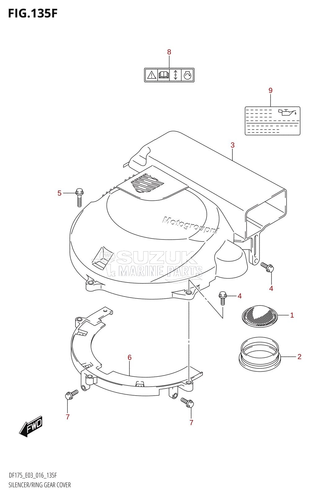 SILENCER /​ RING GEAR COVER (DF175TG:E03)