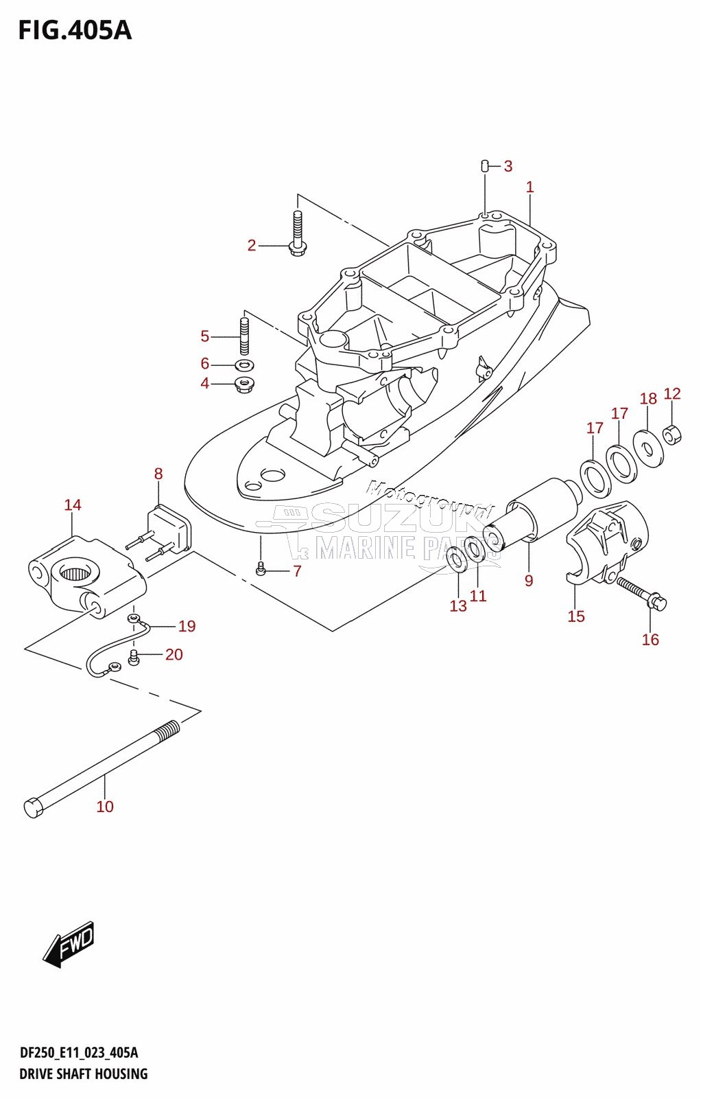 DRIVE SHAFT HOUSING (DF200T:L-TRANSOM)