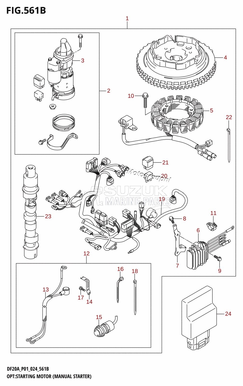 OPT:STARTING MOTOR (MANUAL STARTER) (DF15A:M-STARTER)