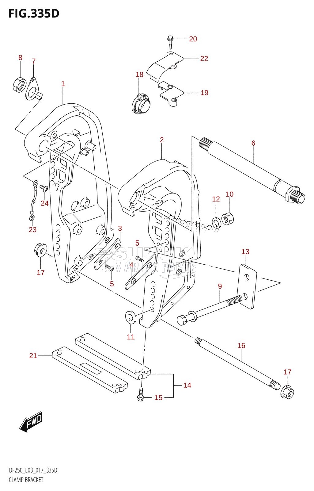 CLAMP BRACKET (DF225Z:E03:(X-TRANSOM,XX-TRANSOM))