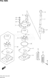 03003F-040001 (2020) 30hp P01 P40-Gen. Export 1 (DF30A  DF30AQ  DF30AR  DF30AT  DF30ATH) DF30A drawing WATER PUMP (DF30AQ)