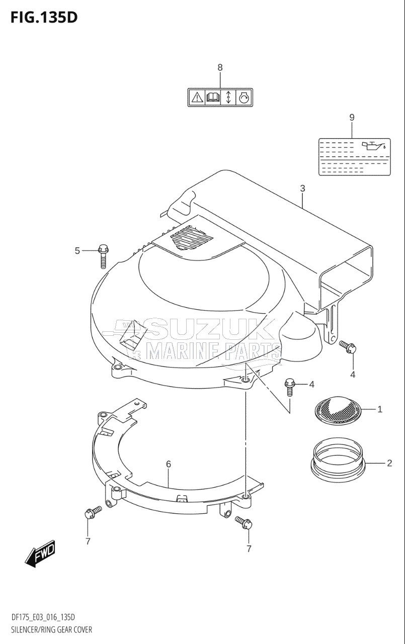 SILENCER / RING GEAR COVER (DF150ZG:E03)