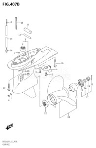 10004F-340001 (2023) 100hp E01 E40-Gen. Export 1 - Costa Rica (DF100BT) DF100B drawing GEAR CASE (SEE NOTE)