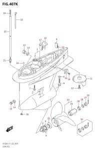 DF200A From 20003F-340001 (E11 E40)  2023 drawing GEAR CASE ((DF175AZ,DF150AZ):E01:020,(DF175AZ,DF150AZ):(E11,E40):(021,022))