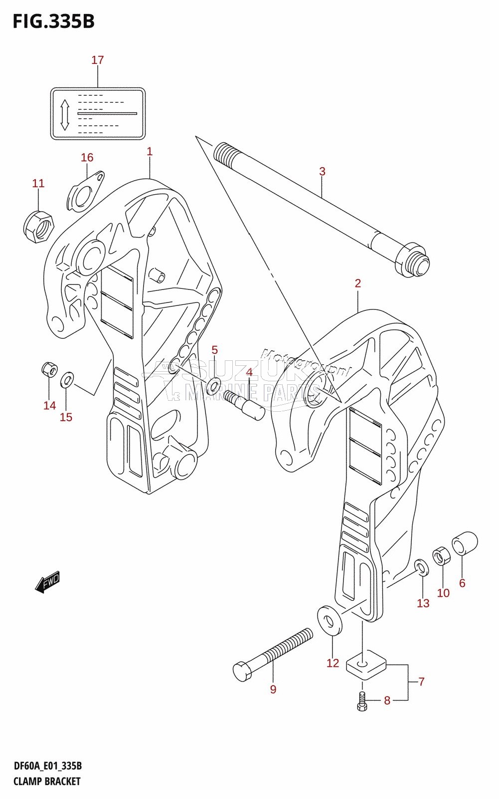 CLAMP BRACKET (DF40AQH,DF40AT,DF50AT,DF50ATH,DF60AQH,DF60AWQH)