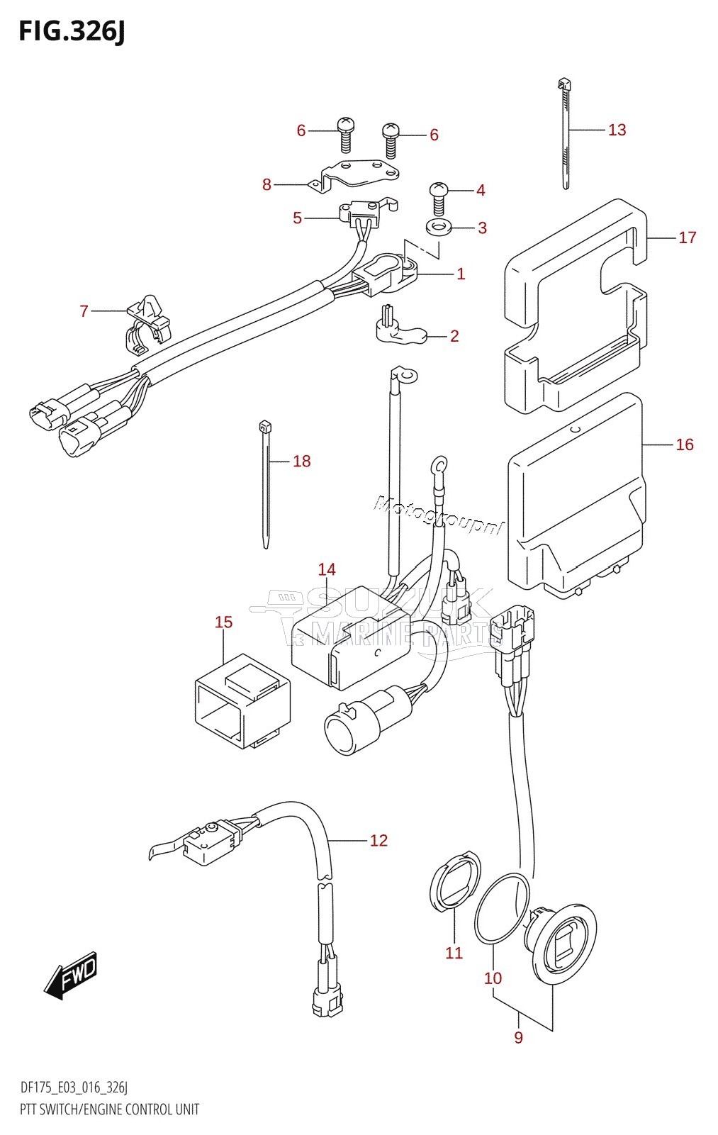 PTT SWITCH /​ ENGINE CONTROL UNIT (DF150ST:E03)