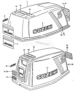 DT25 From 2501-100000 ()  1988 drawing ENGINE COVER (MODEL G)