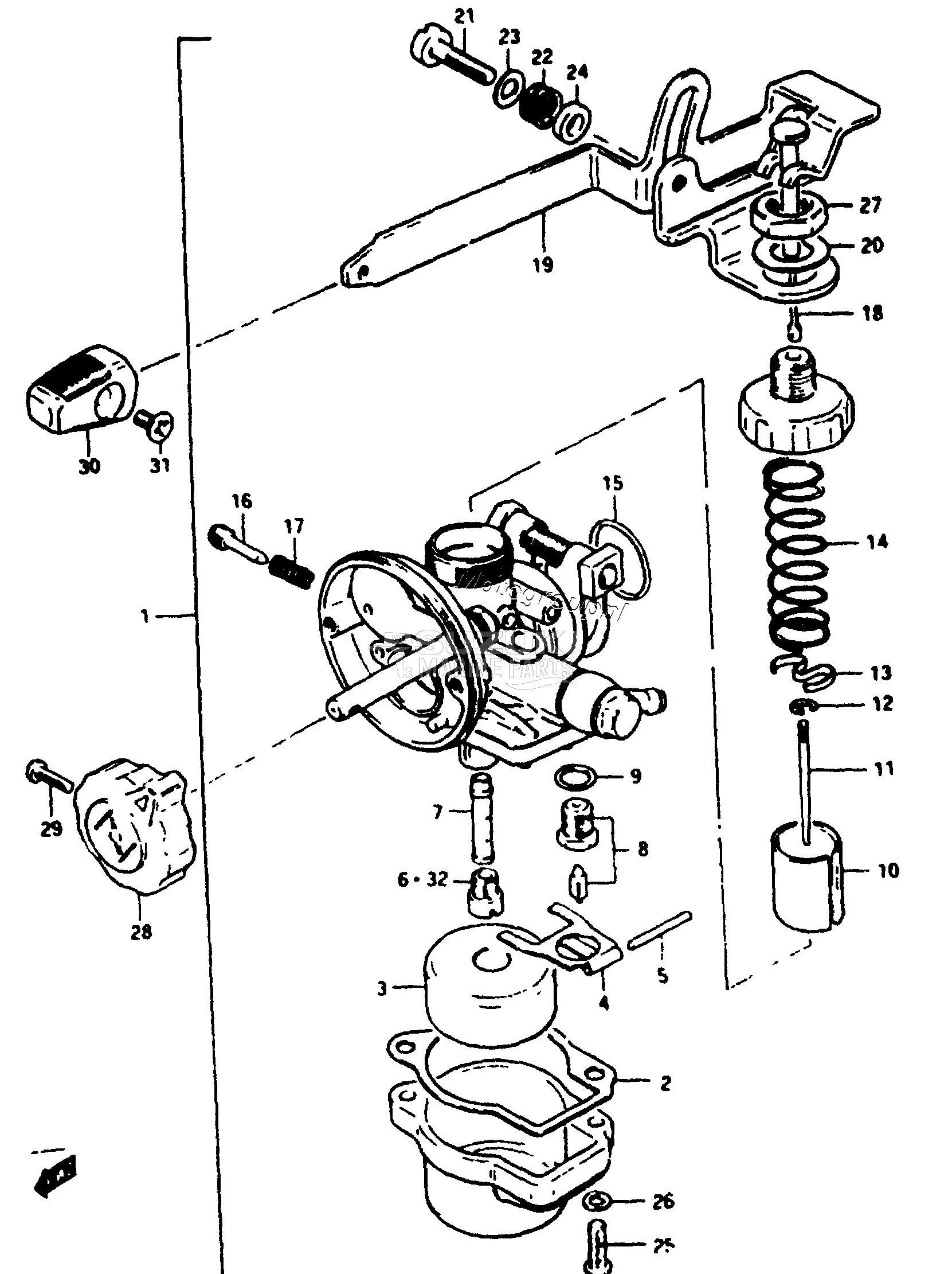 CARBURETOR (UP TO E.NO.DT2C-13855)