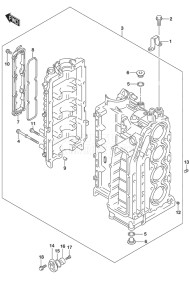 Outboard DF 115A drawing Cylinder Block S/N 11503F-510121 to 11503F-51XXXX S/N 11503Z-510004 to 11503Z-51XXXX S/N 11504F-510001 to 11504F-51XXXX