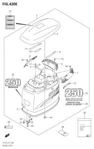 22501Z-421001 (2004) 225hp E01-Gen. Export 1 (DF225ZK4) DF225Z drawing ENGINE COVER (DF250T,DF250Z)