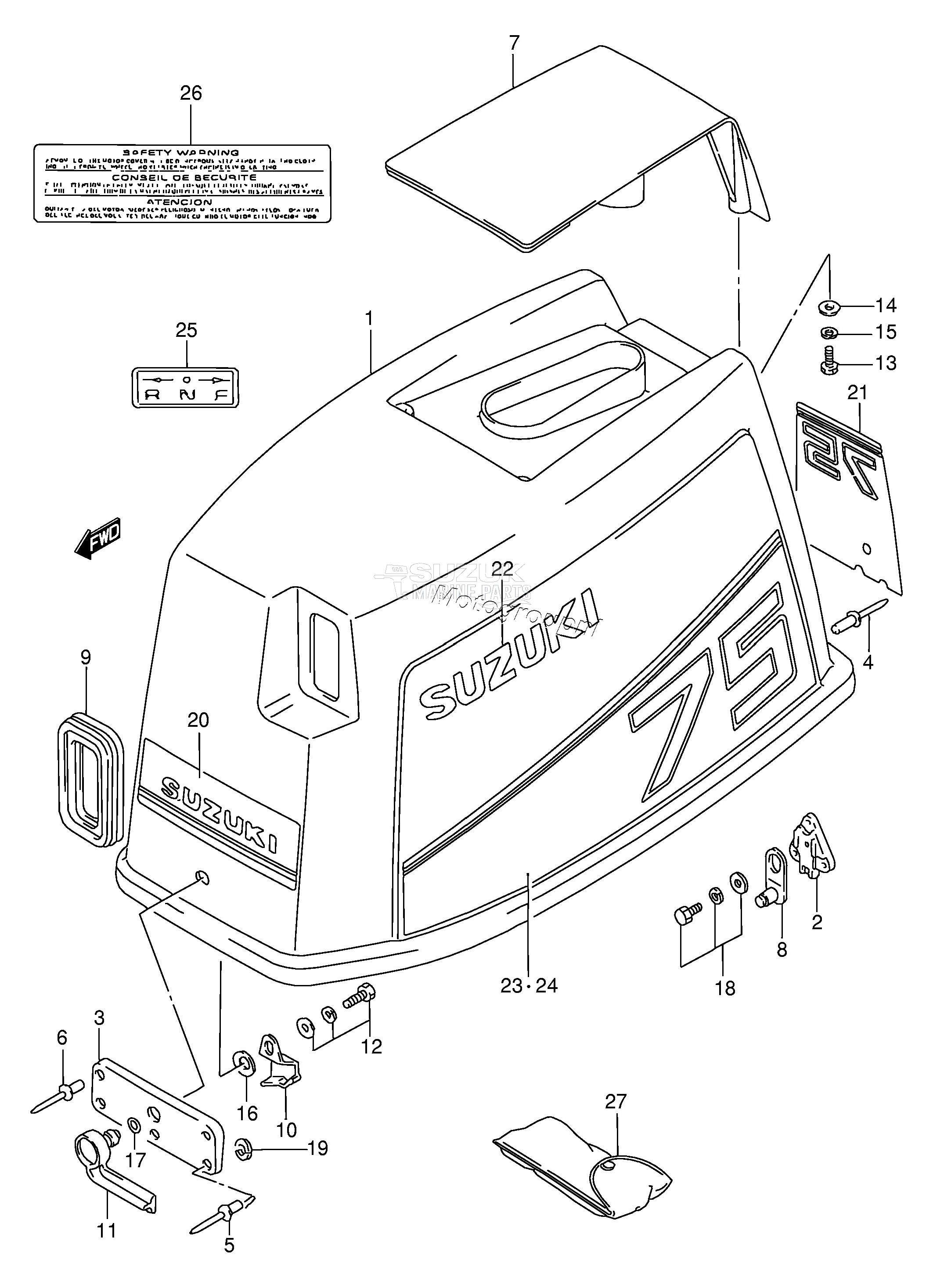 ENGINE COVER (DT75MQ /​ MODEL:89~94)