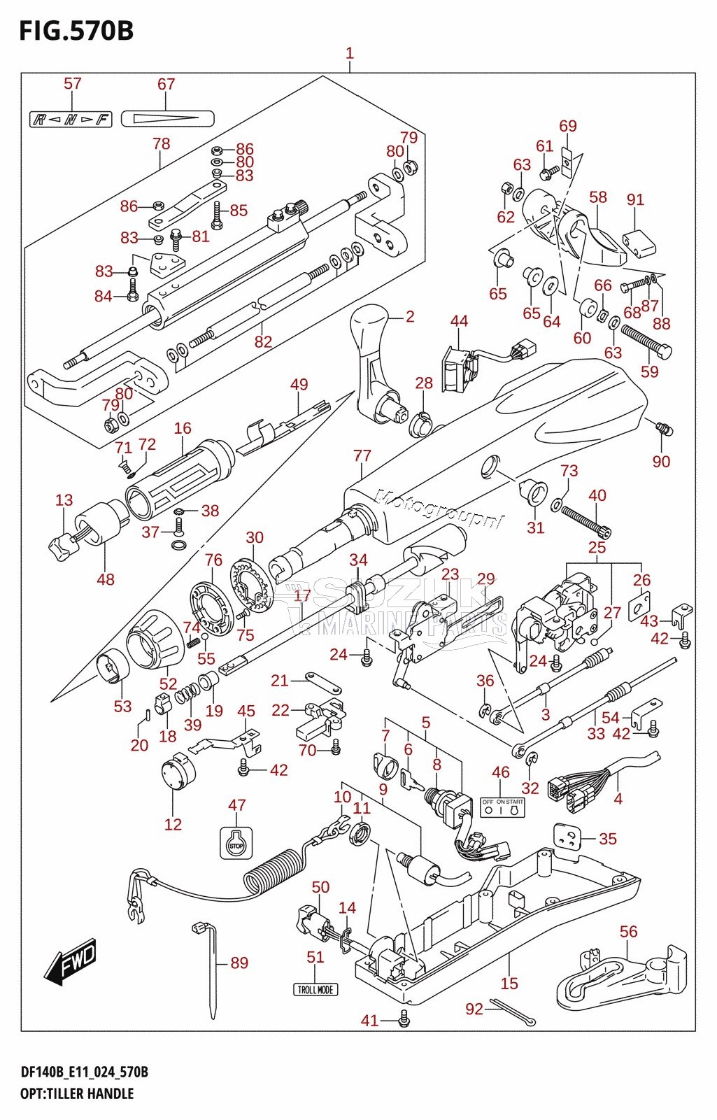 OPT:TILLER HANDLE (DF115BT,DF115BZ,DF100C)