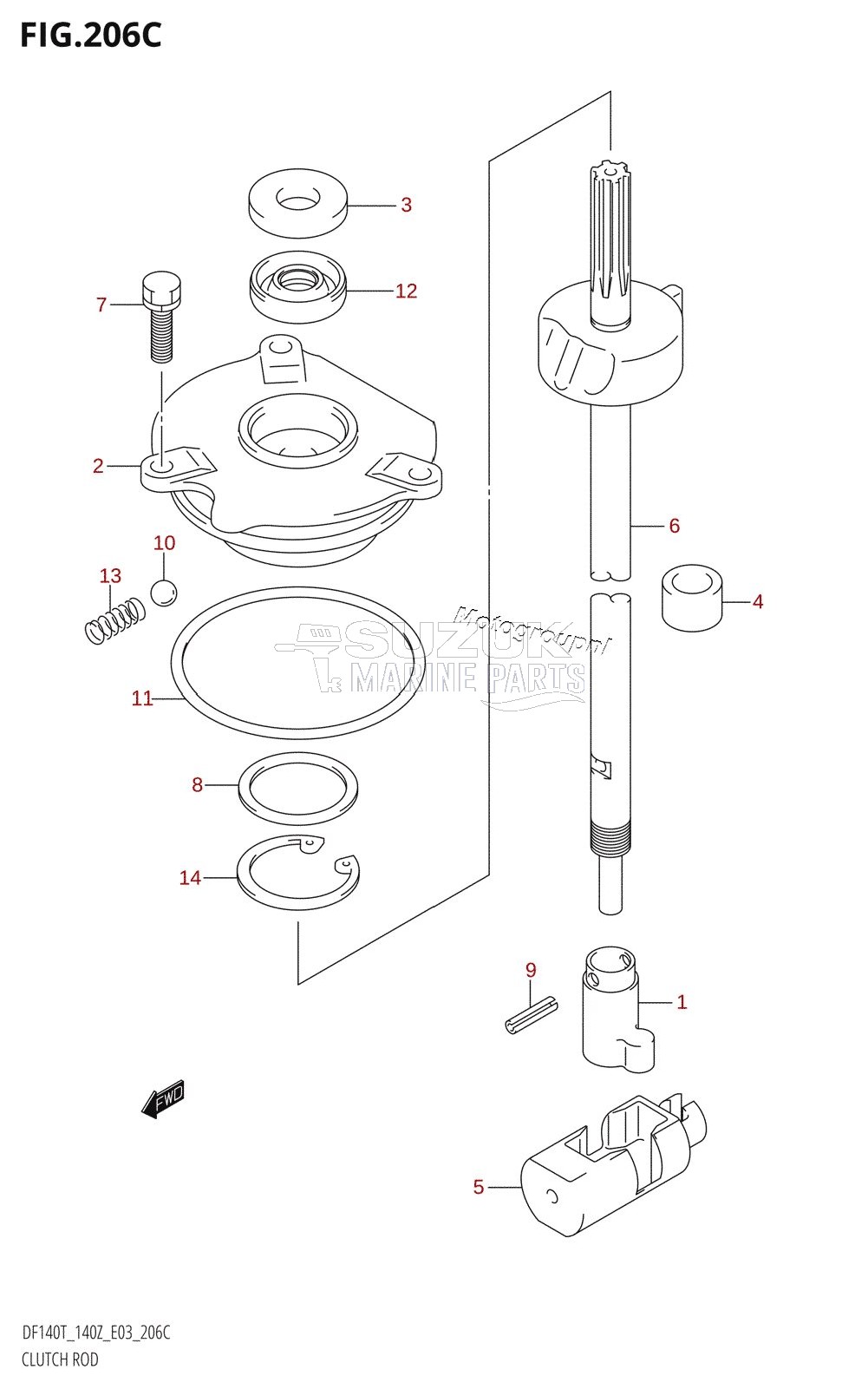 CLUTCH ROD (DF140Z:(K2,K3,K4,K5,K6))