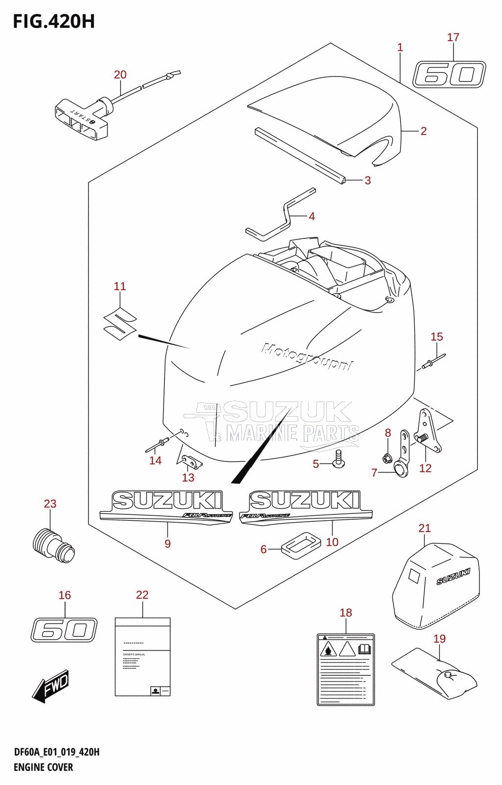 ENGINE COVER (DF60AQH:E01,DF60ATH:E01,DF60AVT:E01,DF60AVTH:E01)